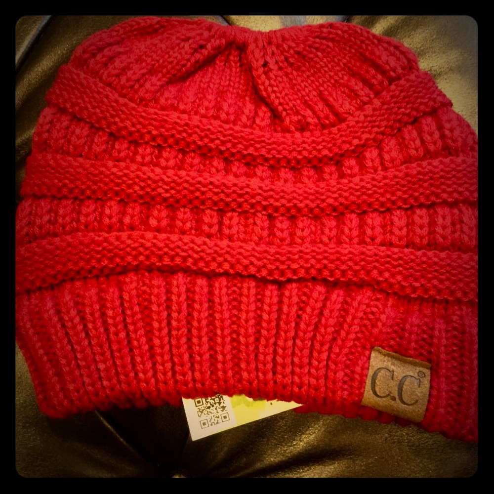 Red C.C. Ponytail Beanie